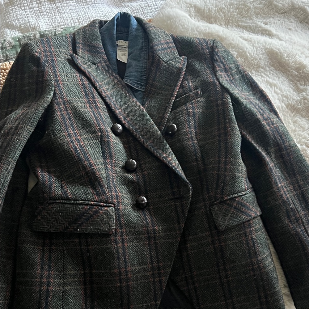 Veronica Beard Green and Brown Plaid Blazer